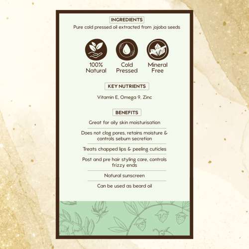 Nat Habit: Cold Pressed 100% Pure Jojoba Oil - 30 ml