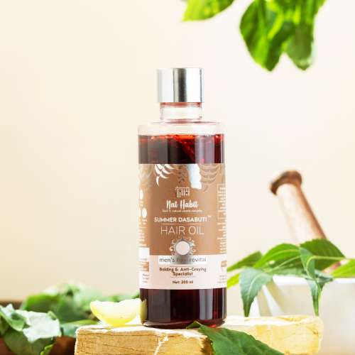 Nat Habit: Men's Revital Summer Dasabuti Hair Oil - 100 ml Nat Habit: Men's Revital Summer Dasabuti Hair Oil - 100 ml