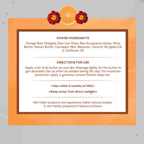 Nat Habit: Orange Marigold Lip Balm - 10gm Nat Habit: Orange Marigold Lip Balm - 10gm