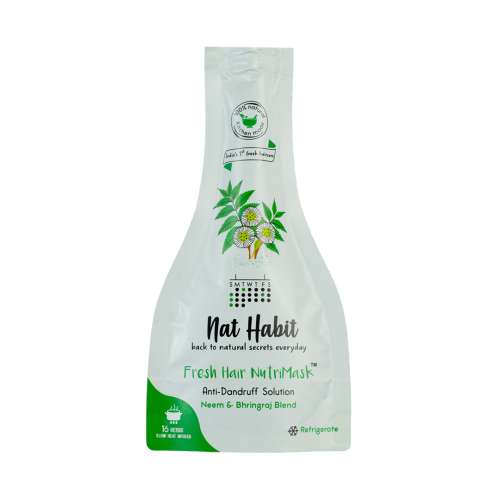 Nat Habit: Neem Bhringraj Blend Nutri Mask - Hair Mask For Dandruff, Scalp Itchiness, Conditioning, Smoothening & Shine, Suitable For All Hair & Scalp Types (Pack of 2 x 40g)