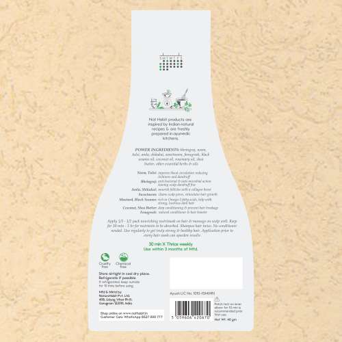 Nat Habit: Neem Bhringraj Blend Nutri Mask - Hair Mask For Dandruff, Scalp Itchiness, Conditioning, Smoothening & Shine, Suitable For All Hair & Scalp Types (Pack of 2 x 40g)