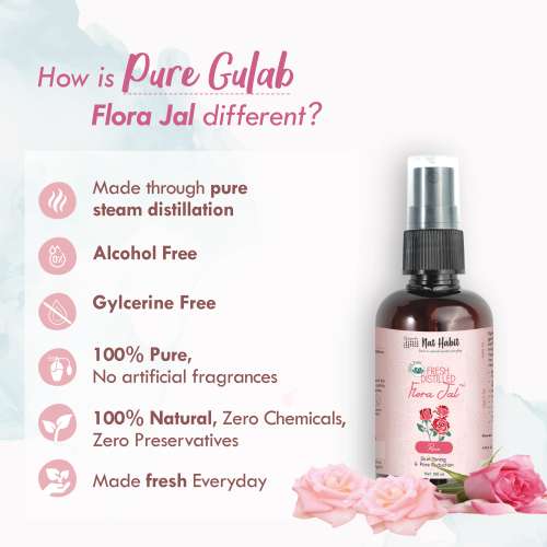 Nat Habit: Pure Gulab Jal (Rose Water) - 100ml (Pack of 3)