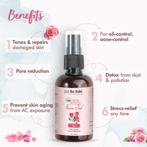 Nat Habit: Pure Gulab Jal (Rose Water) - 100ml (Pack of 3) Nat Habit: Pure Gulab Jal (Rose Water) - 100ml (Pack of 3)