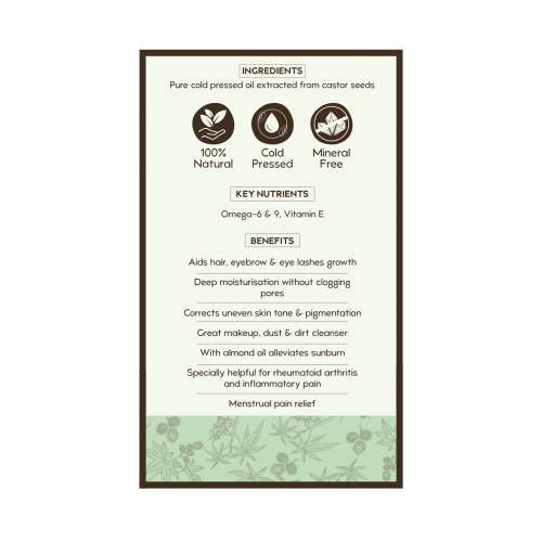 Nat Habit: Cold Pressed 100% Pure Castor (Arandi) Oil - 200ml Nat Habit: Cold Pressed 100% Pure Castor (Arandi) Oil - 200ml