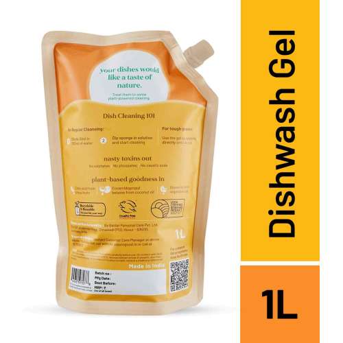 Born Good: Natural Low Foaming Dishwash Liquid Refill  - 1 Ltr