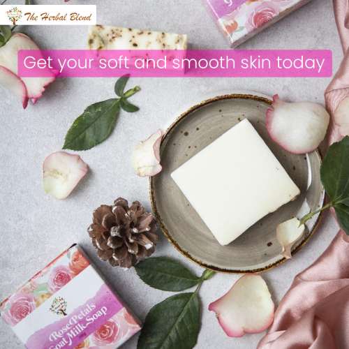 The Herbal Blend: Goat Milk Soap With Rose Petals - 100gm