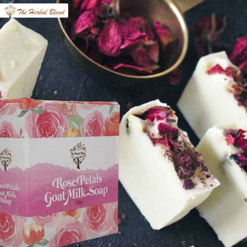 The Herbal Blend: Goat Milk Soap With Rose Petals - 100gm
