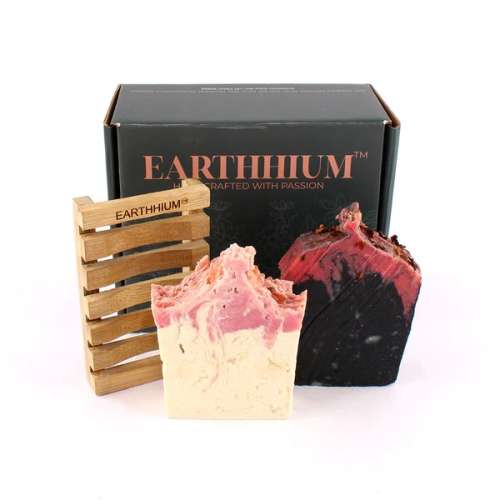 Earthhium: Black Rose & Himalayan Pink Salt with Bamboo Soap Dish Earthhium: Black Rose & Himalayan Pink Salt with Bamboo Soap Dish