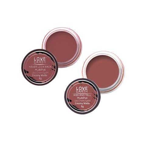 Love Earth: Lip Tint & Cheek Tint Multipot Combo (Mauvish Pink & Ruby Pink) with Richness of Jojoba Oil and Vitamin E for Lips, Eyelids and Cheeks Love Earth: Lip Tint & Cheek Tint Multipot Combo (Mauvish Pink & Ruby Pink) with Richness of Jojoba Oil and Vitamin E for Lips, Eyelids and Cheeks