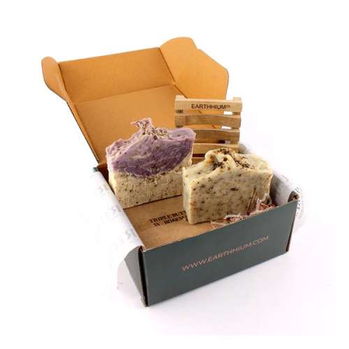 Earthhium: Lavender & Triple Butter Rosemary Soap with Bamboo Soap Dish