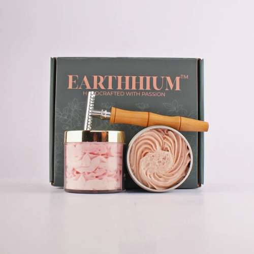 Earthhium: Japanese Cherry Blossom Whipped Cream Soap, All Spice Shaving Cream & Bamboo Razor