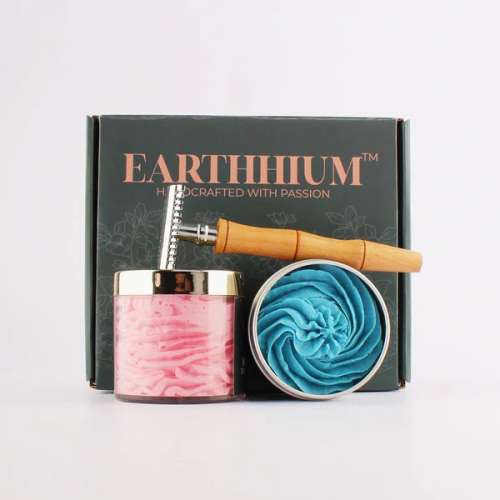 Earthhium: Rose & Geranium Whipped Cream Soap, Hugo Boss Shaving Cream & Bamboo Razor