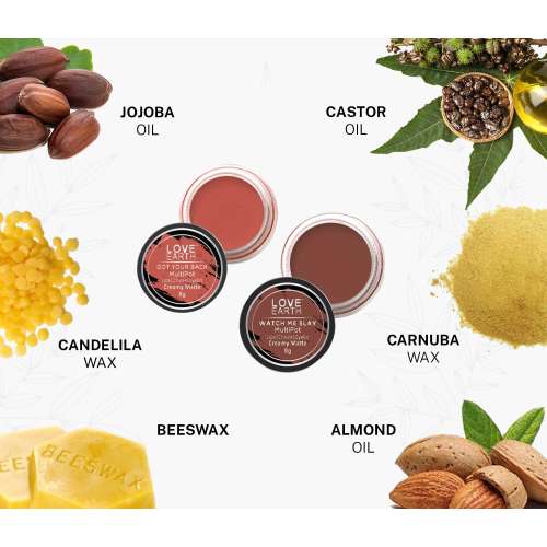 Love Earth: Lip Tint & Cheek Tint Multipot Combo (Coral & Caramel Brown) with Richness of Jojoba Oil and Vitamin E for Lips, Eyelids and Cheeks Love Earth: Lip Tint & Cheek Tint Multipot Combo (Coral & Caramel Brown) with Richness of Jojoba Oil and Vitamin E for Lips, Eyelids and Cheeks