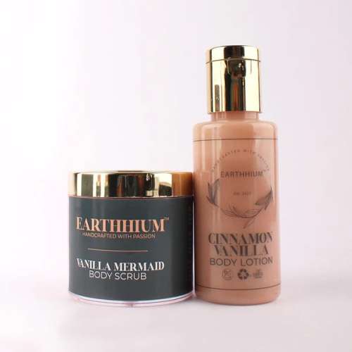 Earthhium: Vanilla Mermaid Body Scrub & Cinnamon Vanilla Body Lotion