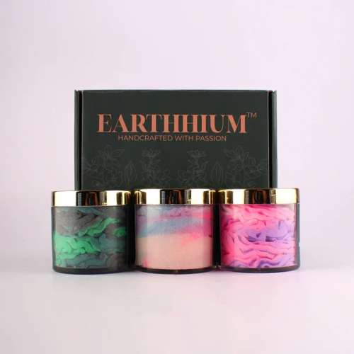 Earthhium: Blackberry Mangolia Whipped Cream Soap, Green Irish Tweed Whipped Cream Soap & Vanilla Mermaid Body Scrub
