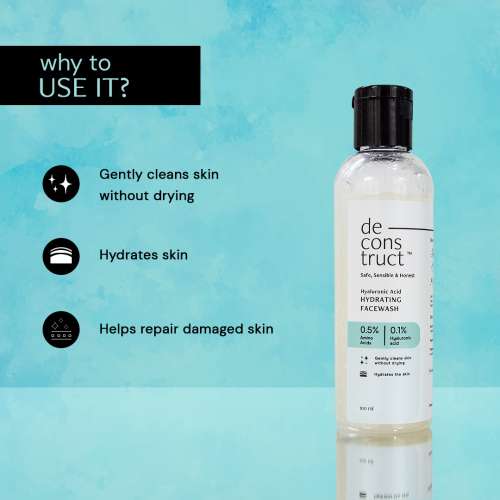 Deconstruct Skincare: Hyaluronic Acid Hydrating Facewash- 0.5% Amino Acids + 0.1% Hyaluronic Acid - 100ml