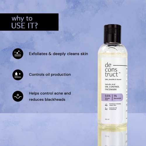 Deconstruct Skincare: Salicylic Acid Oil Control Facewash- 0.5% Salicylic Acid + 1% Niacinamide - 100ml