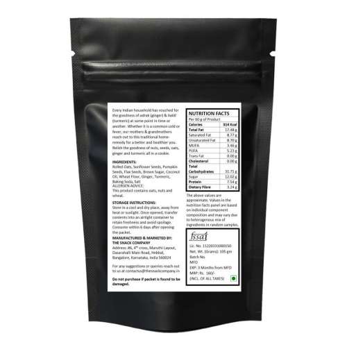 The Snack Company: Ginger Turmeric Cookies - 105gm - Pack of 3