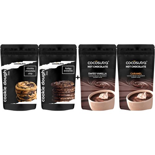 Cocosutra: Gourmet Treats Hamper |Cookie Dough Mix & Hot Chocolate with Chef Cap & Candy Cane l Premium Celebration Box