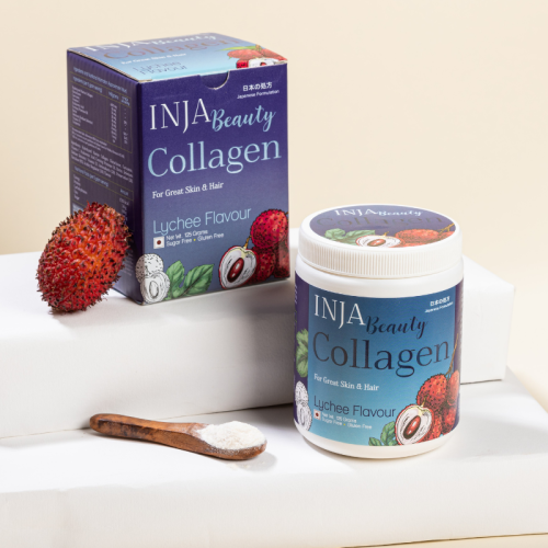 INJA Wellness: Beauty Collagen for Skin, Hair & Nails - Lychee Flavour - 125gm