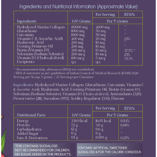 INJA Wellness: Beauty Collagen for Skin, Hair & Nails - Lychee Flavour - 125gm