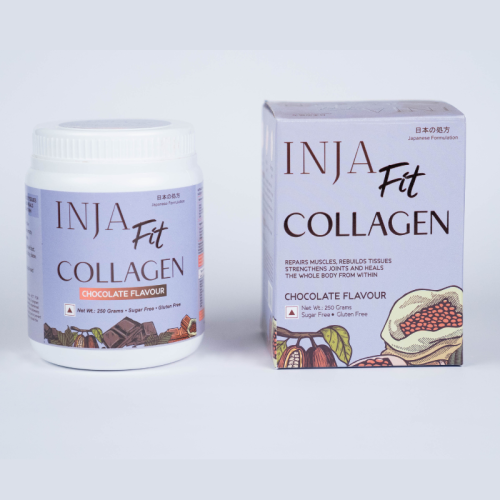 INJA Wellness: Fit Marine Collagen For Skin, Joints And Muscles - Chocolate Flavour - 250gm