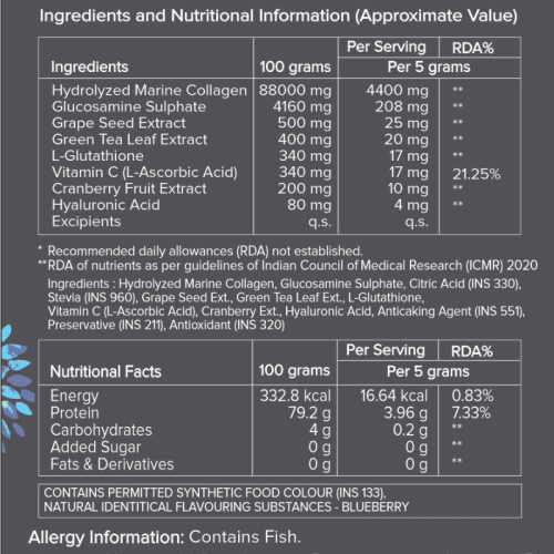 INJA Wellness: Life Collagen - Blueberry Flavour - 150gm