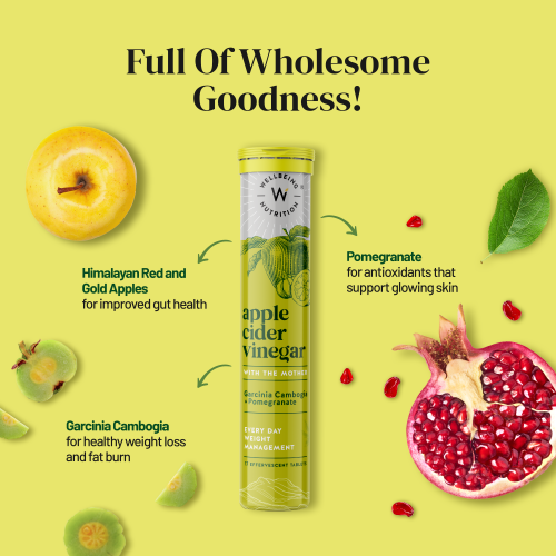 Wellbeing Nutrition: Apple Cider Vinegar with Garcinia Cambogia , Pomegranate (17 Effervescent Tablets) - Pack of 4 - 68gm each