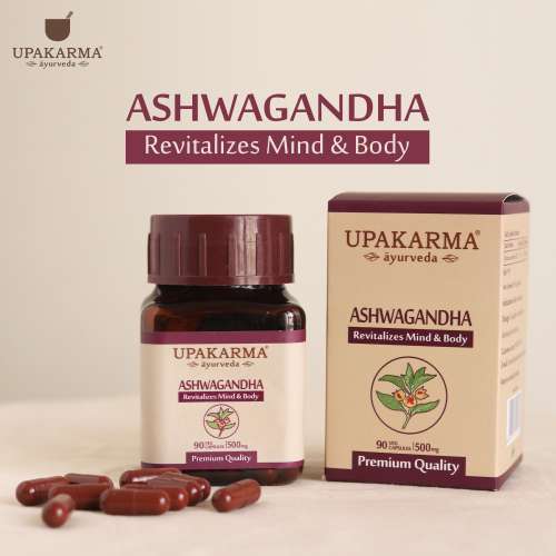 UPAKARMA: Ayurveda Ashwagandha Pure Extract 500 mg - 90 Veggie Capsules UPAKARMA: Ayurveda Ashwagandha Pure Extract 500 mg - 90 Veggie Capsules