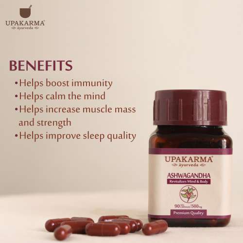 UPAKARMA: Ayurveda Ashwagandha Pure Extract 500 mg - 90 Veggie Capsules UPAKARMA: Ayurveda Ashwagandha Pure Extract 500 mg - 90 Veggie Capsules