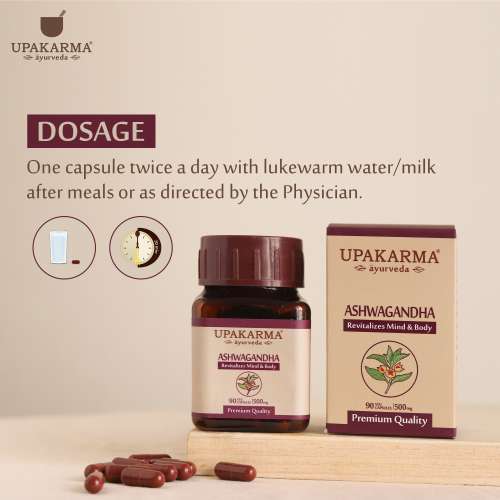 UPAKARMA: Ayurveda Ashwagandha Pure Extract 500 mg - 90 Veggie Capsules UPAKARMA: Ayurveda Ashwagandha Pure Extract 500 mg - 90 Veggie Capsules