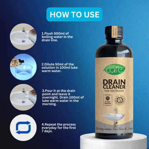 EKAM ECO: Zerodor Care Drain Blockage Liquid Cleaner for Restroom - 5Ltr