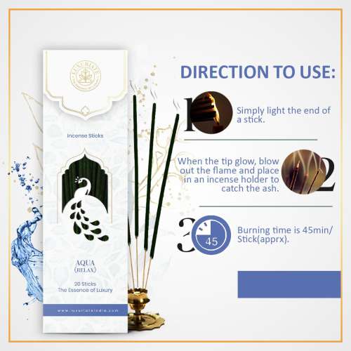 Luxuriate: Aqua Breeze Organic,Natural and Non-Toxic Incense Sticks- Contains 20 Incense Sticks