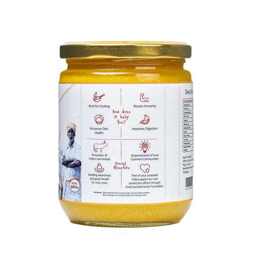 KUDEJ: Desi Hallikar Cow A2 Ghee - 500ml