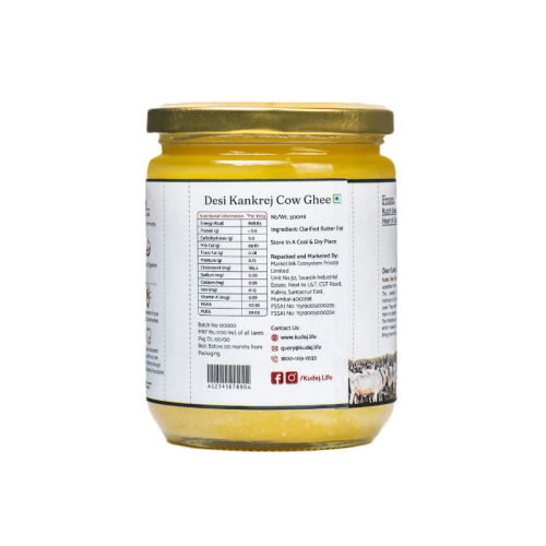 KUDEJ: Desi Kankrej Cow A2 Ghee - 500ml