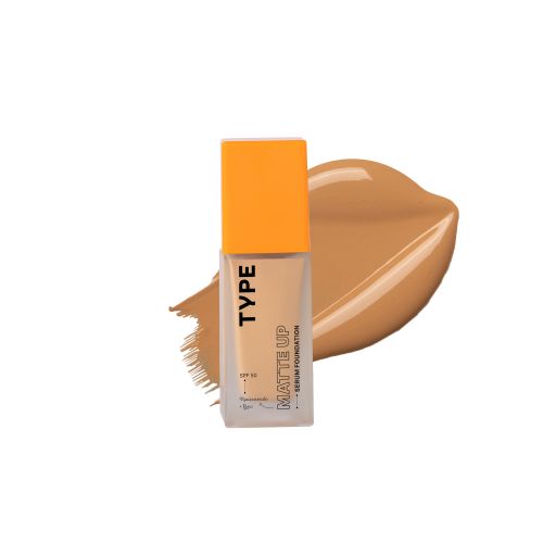 Type Beauty: Matte Up Serum Foundation For Oily & Acne Prone Skin Spf 50, Pa++++ - Almond - 30Ml (Single)
