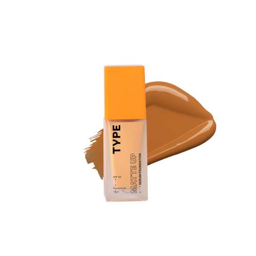 Type Beauty: Matte Up Serum Foundation For Oily & Acne Prone Skin Spf 50, Pa++++ - Caramel - 30Ml (Single)