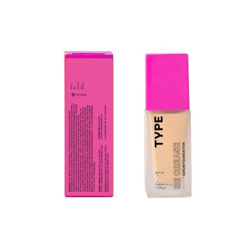 Type Beauty: De Crease Serum Foundation For Fine Lines & Wrinkles Spf 50, Pa ++++ - Demerara - 30Ml