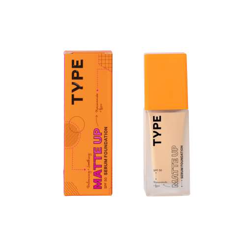 Type Beauty: Matte Up Serum Foundation For Oily & Acne Prone Skin Spf 50, Pa++++ - Demerara - 30Ml (Single)