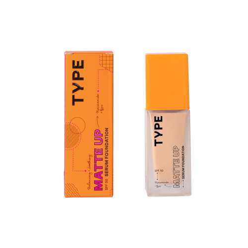 Type Beauty: Matte Up Serum Foundation For Oily & Acne Prone Skin Spf 50, Pa++++ - Waffle - 30Ml (Single)