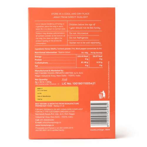 Honey Twigs: Honey Twigs Turmeric Honey and Lakadong Black Pepper - 240gm - 30 Sachets