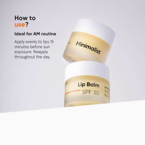Minimalist: SPF 30 Lip Balm with Ceramides & HA for lip protection & nourishment - 8gm