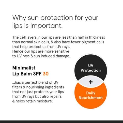 Minimalist: SPF 30 Lip Balm with Ceramides & HA for lip protection & nourishment - 8gm