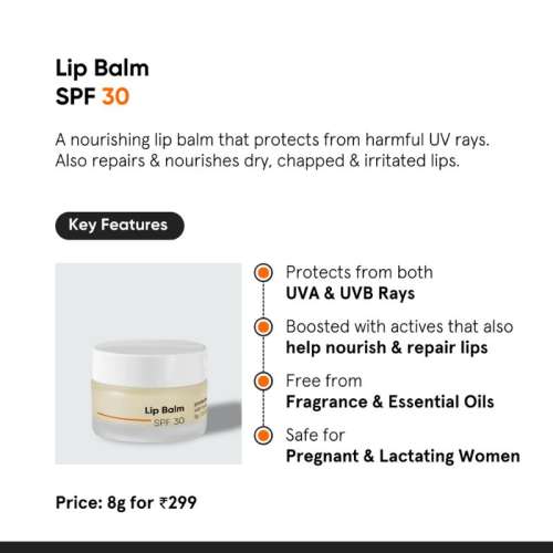 Minimalist: SPF 30 Lip Balm with Ceramides & HA for lip protection & nourishment - 8gm