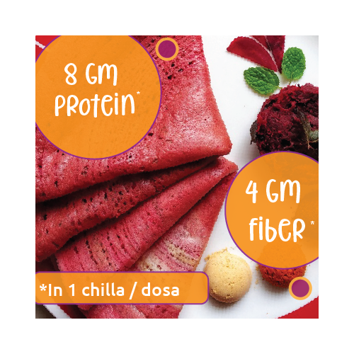 Gladful: Beetroot Protein Sprouted lentils & millets Instant Chilla  Dosa Mix - 200 gm (Pack of 2)