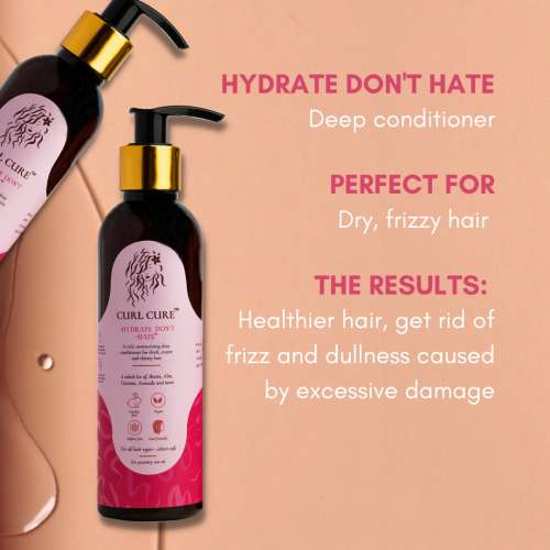 Curl Cure: Hydrate Don't Hate Intensive Hydration Conditioner/ Hair Mask with Avocado and Aloe Vera - 200ml