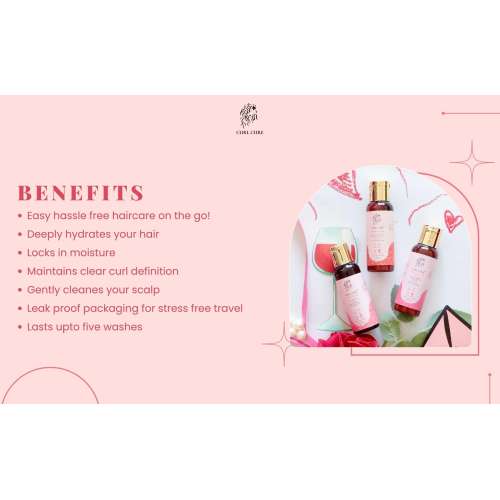 Curl Cure: Travel Kit - Shampoo , Deep Conditioner & Curl Cream- 50gm