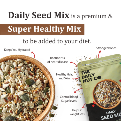 The Daily Nut Co.: Daily Seed Mix And Roasted Pumpkin Seeds Combo - Pack of 2 - 250gm each