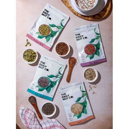 The Daily Nut Co.: Sunflower, Flax, Chia, Pumpkin Seeds Combo - Pack of 4 - 250gm each