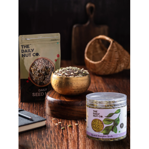 The Daily Nut Co.: Daily Seed Mix And Roasted Pumpkin Seeds Combo - Pack of 2 - 250gm each